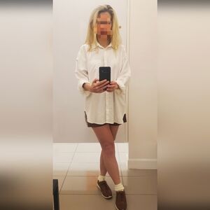 Loft White Button Down Linen Shirt